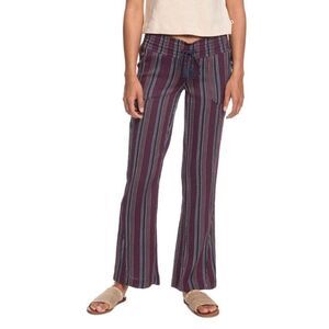 Roxy Oceanside Blue Red Multi Striped Cotton Lounge Pants Womens S